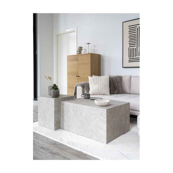 Szürke agyagkerámia tányér készlet 4 db-os ø 21 cm Selma – House Nordic-image-3