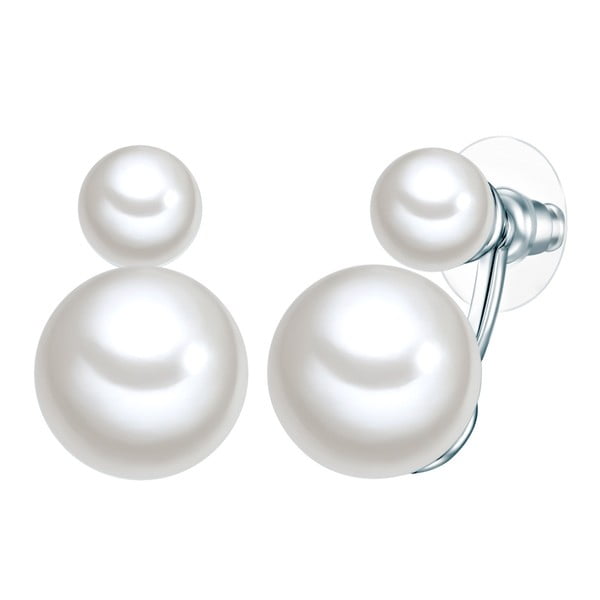 Sil fehér gyöngy fülbevaló, ⌀ 0,8 és 1,4 cm - Perldesse