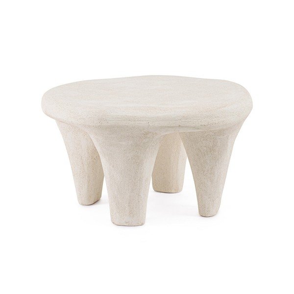 Krémszínű poligyanta kerek dohányzóasztal 60x66 cm Albin – Bizzotto