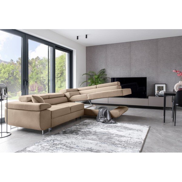 Bézs kinyitható-tárolóhelyes sarokkanapé (jobb oldali-L alakú) Anton – ELTAP-image-4