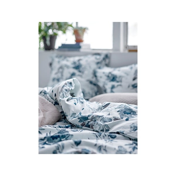 Organic Flower burst kék organikus pamut-szatén ágyneműhuzat, 140 x 200 cm - Södahl-image-1