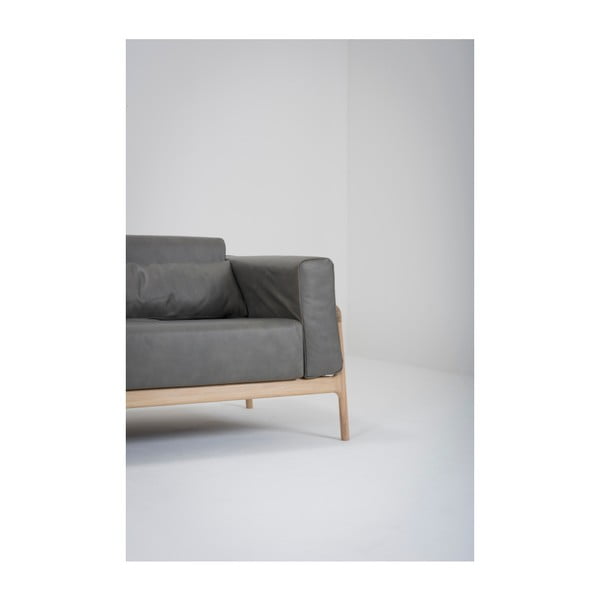 Fawn sötétszürke kanapé bivalybőrből, tömör tölgyfa szerkezettel, 210 cm - Gazzda-image-4