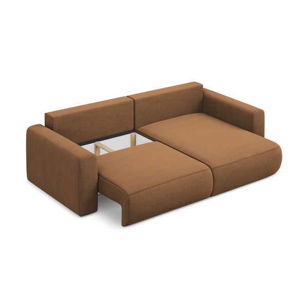 Terrakotta színű kinyitható-tárolóhelyes sarokkanapé (jobb oldali-heverő résszel) Kapua – Makamii-image-4