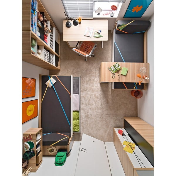 Evolve egyszemélyes ágy fehér és szürke elemekkel, 90 x 200 cm - Vox-image-3