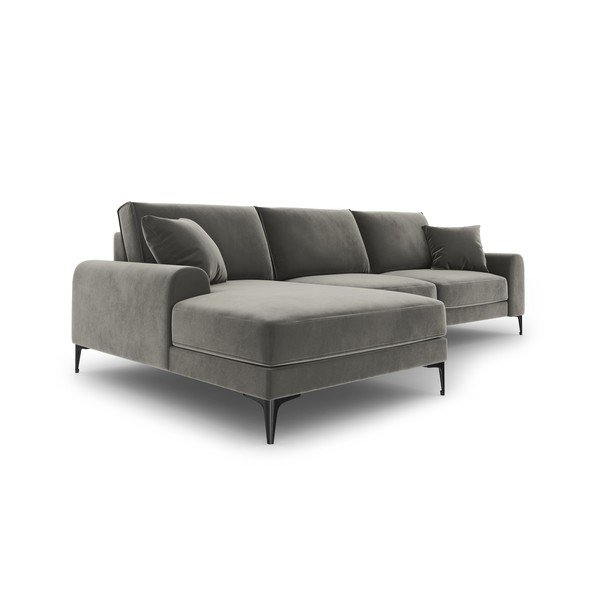 Madara világosszürke bársony sarokkanapé, bal oldali - Mazzini Sofas-image-4