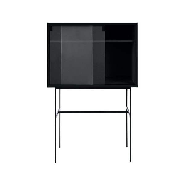 Fekete tálalószekrény tolóajtóval 70x109x40 cm Lekko – noo.ma-image-2