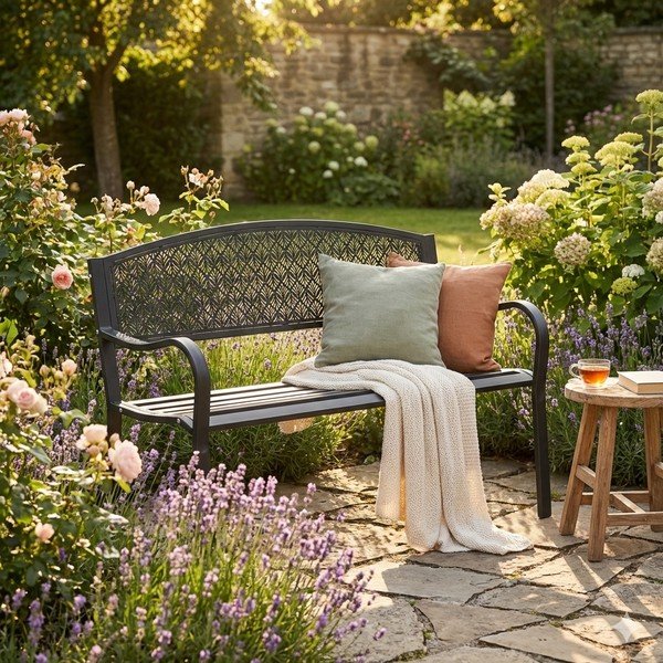 Antracitszürke fém kerti pad Lizette – Bizzotto-image-1