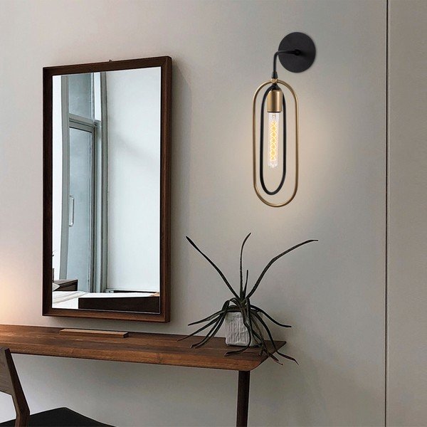 Fekete-aranyszínű fali lámpa Cerco – Opviq lights-image-1
