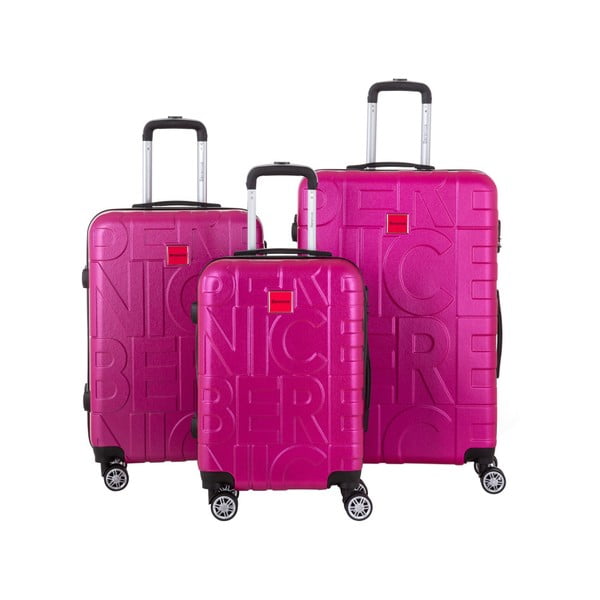Typo 3 db-os rózsaszín bőrönd szett - Berenice