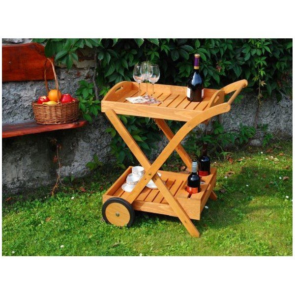 Kerti zsúrkocsi borovi fenyőből 74x61 cm - Rojaplast-image-1