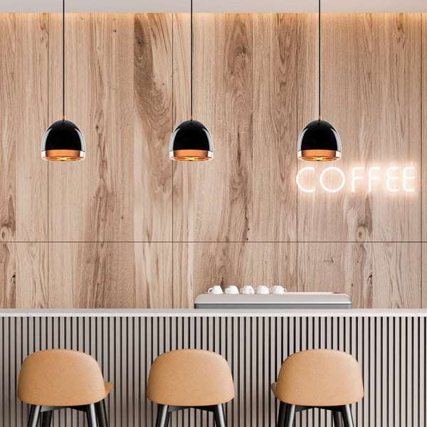 Fekete-aranyszínű függőlámpa fém búrával ø 17 cm Mugo – Opviq lights-image-4