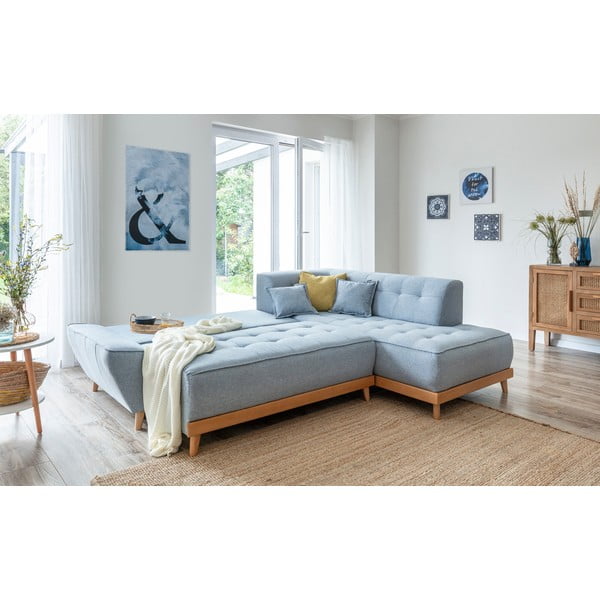 Dazzling Daisy L világoskék kinyitható kanapé, jobb oldalas - Miuform-image-4