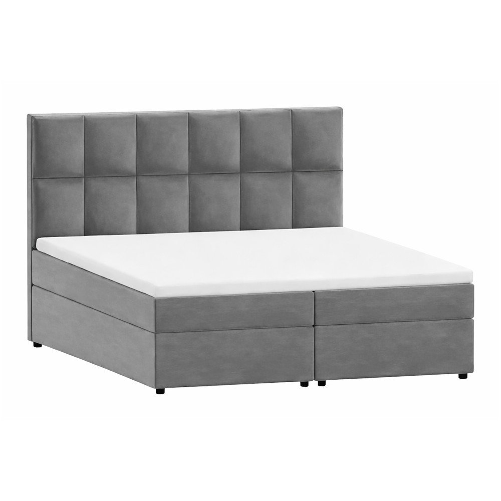 Szürke ágyneműtartós boxspring ágy 200x200 cm Flip  Ropez