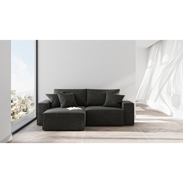 Melow antracitszürke kinyitható variálható sarokkanapé - Ghado-image-3