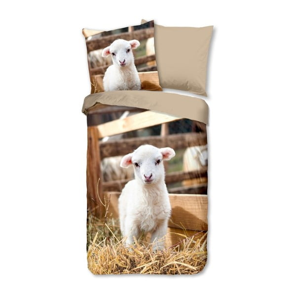 Lamb egyszemélyes gyermek ágyneműhuzat garnitúra tiszta pamutból, 135 x 200 cm - Muller Textiels