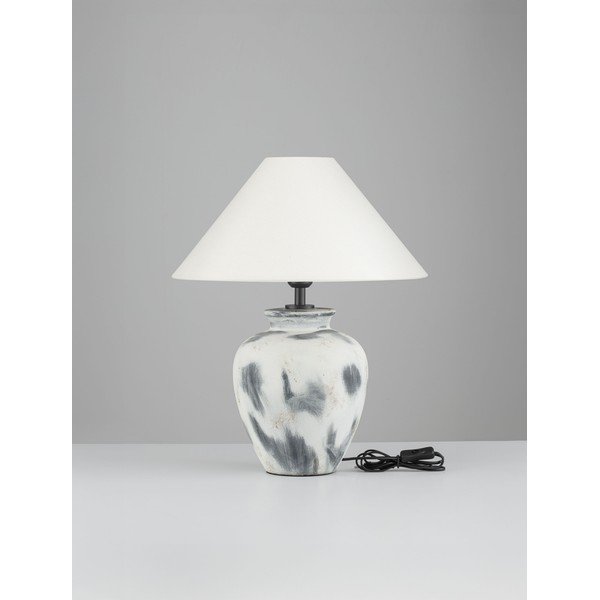 Fehér-szürke kerámia asztali lámpa textil búrával (magasság 55 cm) Lupe – Nova Luce-image-2
