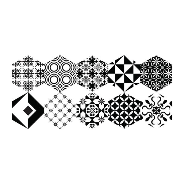 Floor Stickers Hexagons Nemesio 10 db-os padlómatrica szett, 40 x 90 cm - Ambiance