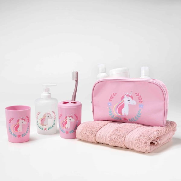 Rózsaszín műanyag fürdőszobai kiegészítő szett Zoelie – douceur d'intérieur