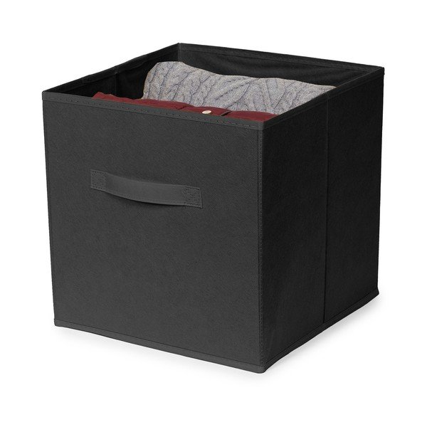 Fekete textil tárolódoboz 31x31x31 cm – Compactor-image-2
