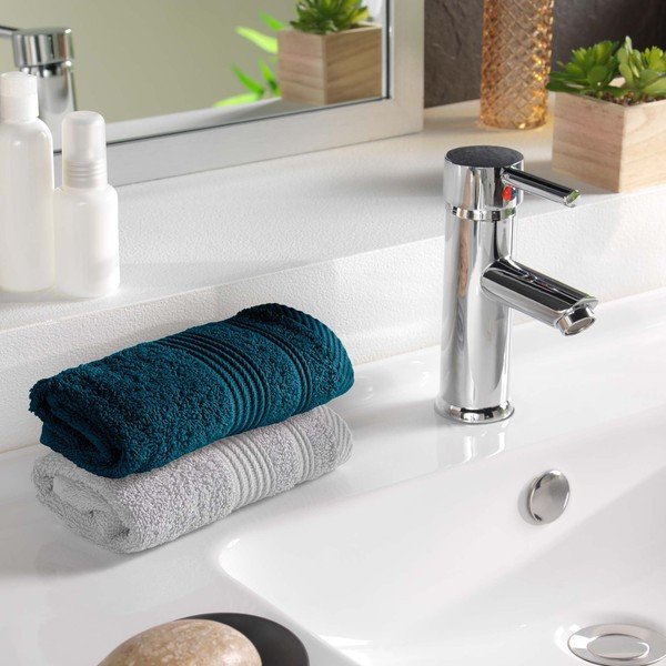 Sötétkék frottír pamut törölköző 30x50 cm Tendresse – douceur d'intérieur-image-1