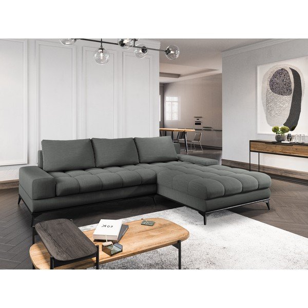 Deneb sötétszürke kinyitható sarokkanapé, jobb oldali - Windsor & Co Sofas-image-1