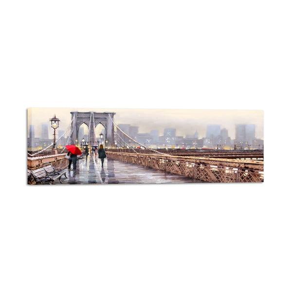 Canvas Watercolor New York Bridge fali kép, 45 x 140 cm - Styler