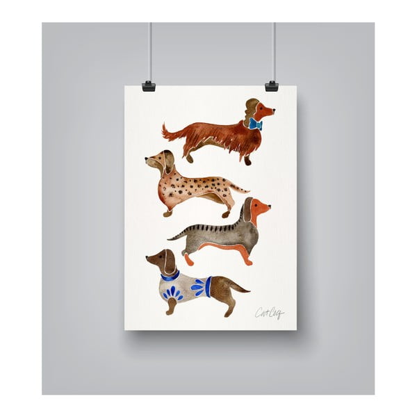 Dachshunds by Cat Coquillette 30 x 42 cm-es plakát