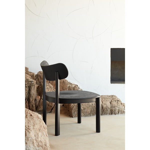 Fekete fotel kőrisfa dekorral Nara - Teulat-image-1