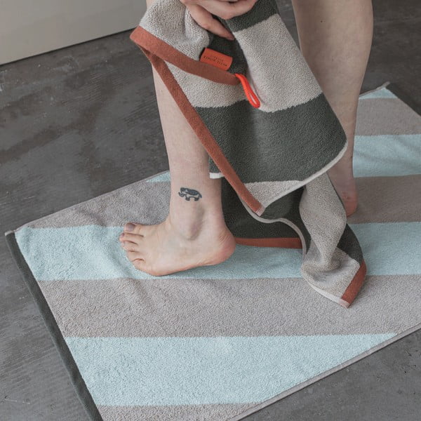 Mentazöld bio pamut fürdőszobai kilépő 50x80 cm Diagonal – Mette Ditmer Denmark-image-1