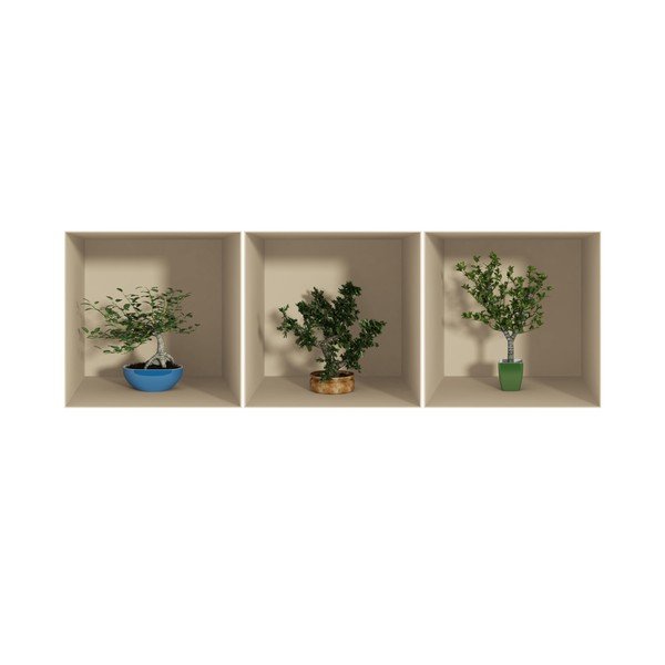 Small Trees 3D hatású 3 db-os falmatrica szett - Ambiance-image-1