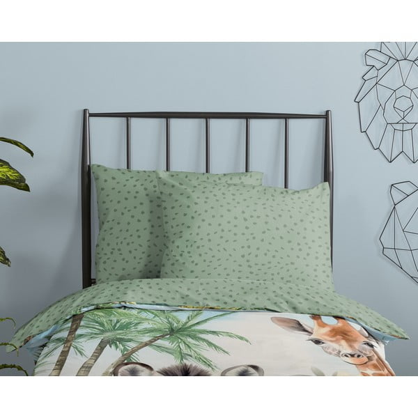 Zöld egyszemélyes pamut gyerek ágyneműhuzat 140x200 cm Thabo – Good Morning-image-2