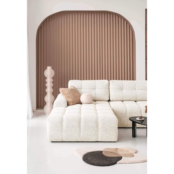 Krémszínű kinyitható tárolóhelyes moduláris sarokkanapé (bal oldali) Lulu – Miuform-image-4
