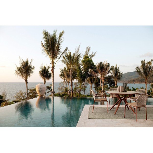 Kerek kerti étkezőasztal kő asztallappal ø 120 cm Cabas – Bizzotto-image-1