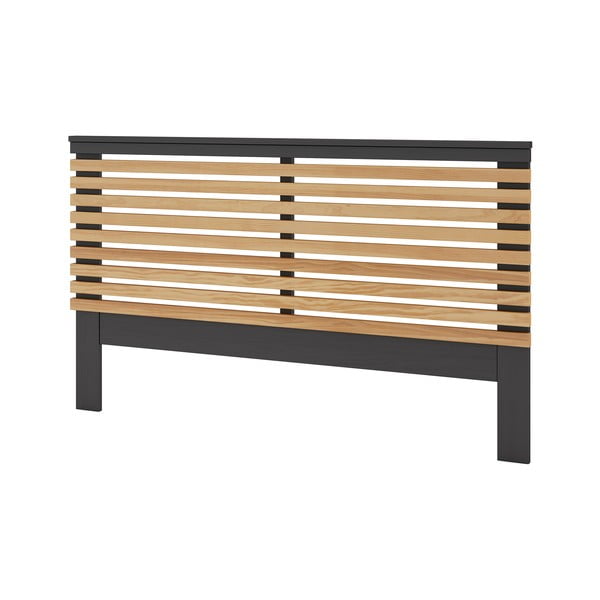 Fekete-natúr színű borovi fenyő ágytámla 163x100 cm Lavis – Marckeric-image-3