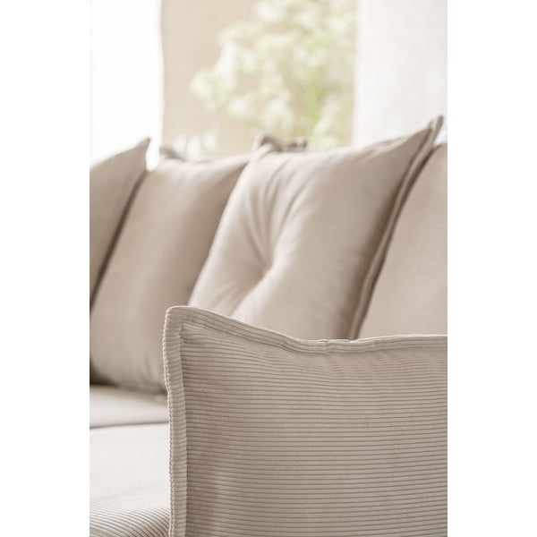 Bézs kordbársony kinyitható sarokkanapé (bal oldali-U alakú) Lazy Lukka – Miuform-image-1