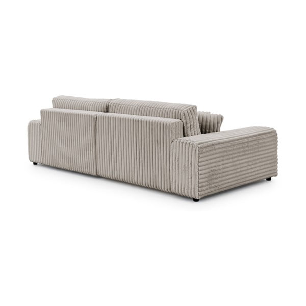 Világosszürke kordbársony kinyitható-tárolóhelyes sarokkanapé (jobb oldali) Sarina – Ropez-image-3