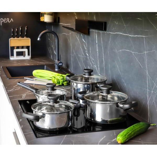 Indukciós tűzhelyhez alkalmas rozsdamentes acél edénykészlet fedővel, 4 db-os  4 l Brava – Tescoma-image-1