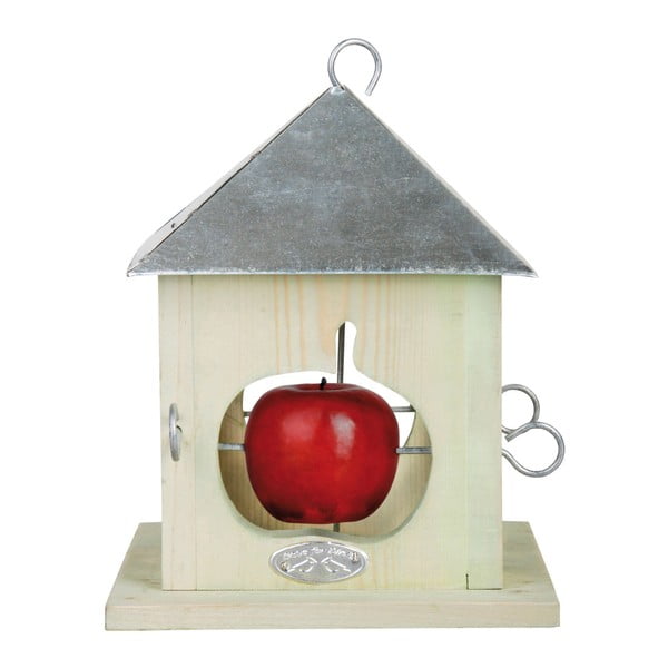Fehér madáretető házikó cink pálcikákkal 4 alma felszúrásához, magasság 23 cm - Esschert Design