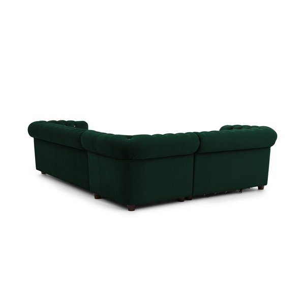 Zöld bársony kinyitható sarokkanapé (bal oldali-L alakú) York Blik – Ropez-image-3