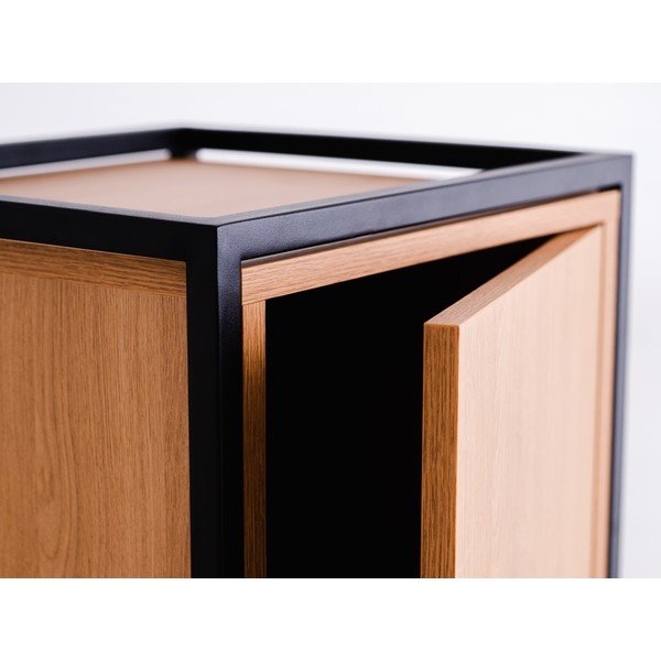 Fekete szekrény tölgyfa dekorral 45x102 cm Skap - CustomForm-image-3