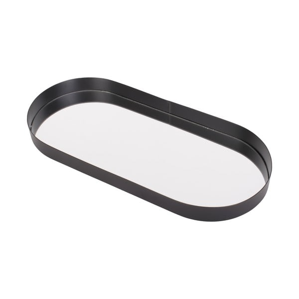 Oval fekete tálca tükörrel, szélesség 18 cm - PT LIVING