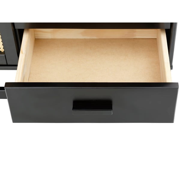 Jolene fekete borovi fenyő komód rattan ajtókkal, szélesség 90 cm - Støraa-image-4