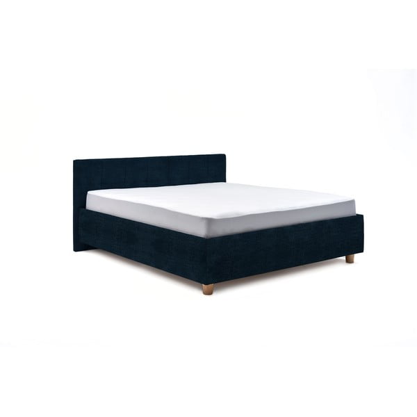Karme sötétkék kétszemélyes ágy ágyráccsal és tárolóhellyel, 160 x 200 cm - AzAlvásért
