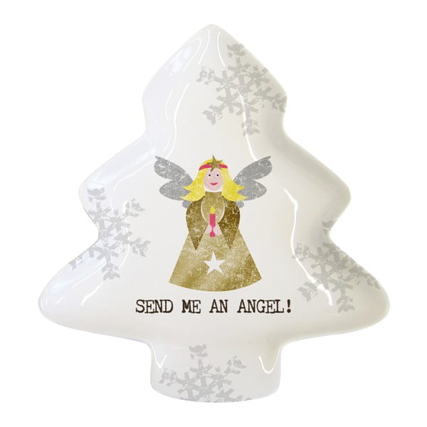 Send Me An Angel porcelán dekorációs tál karácsonyi motívummal, 12,5 x 15 cm - PPD
