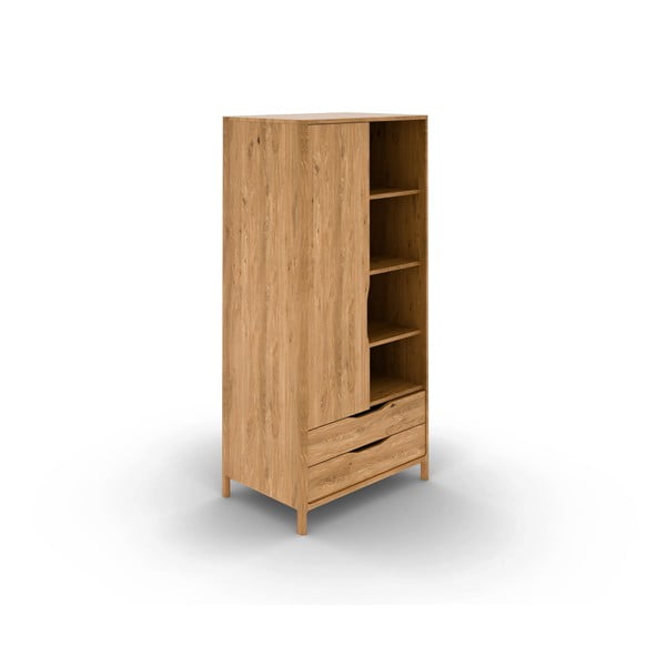 Natúr színű tölgyfa ruhásszekrény 90x188 cm Twig – The Beds-image-2