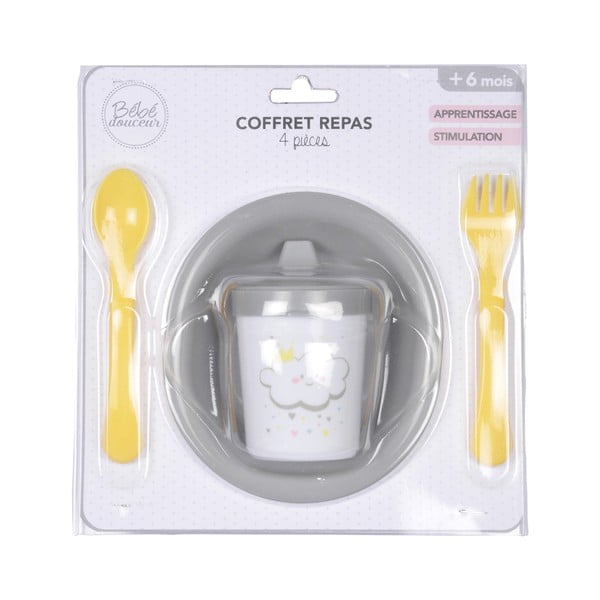 Műanyag gyerek étkészlet 4 db-os Cloud – Bébé Douceur-image-1