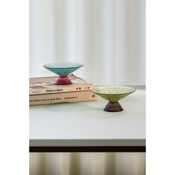 Zöld-barna üveg gyümölcstartó tál ø 15 cm Bonbon – Hübsch-image-3