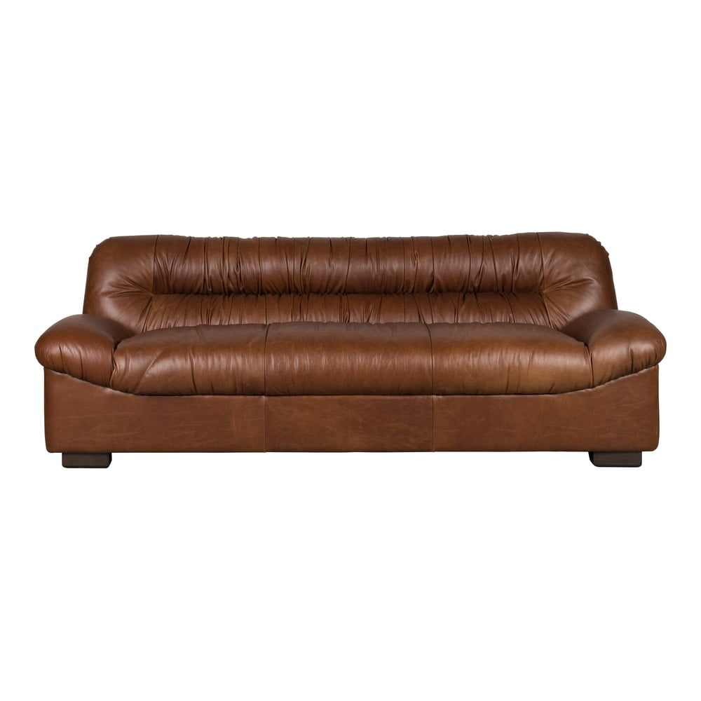 Barna bőr kanapé 214 cm Douglas – Dutchbone