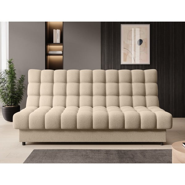 Bézs buklé kinyitható-tárolóhelyes kanapé 197 cm Clareta – ELTAP-image-1