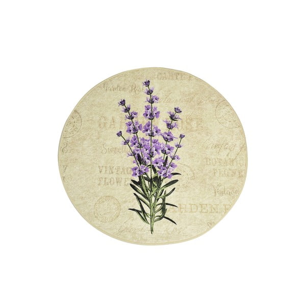 Violet Circle fürdőszobai kilépő lila virágmintával, ø 100 cm - Foutastic